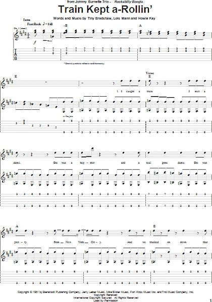open zoom image for Train Kept A-Rollin' - Guitar TAB, New, Main