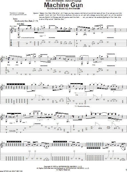 open zoom image for Machine Gun - Guitar TAB, New, Main