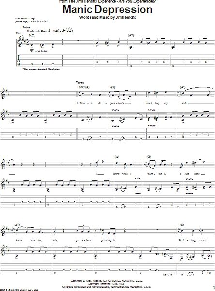 open zoom image for Manic Depression - Guitar TAB, New, Main