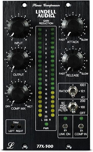 open zoom image for Lindell Audio 77X-500 500 Series Stereo Compressor, New, Action Position Back