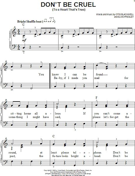 open zoom image for Don't Be Cruel (To A Heart That's True) - Easy Piano, New, Main