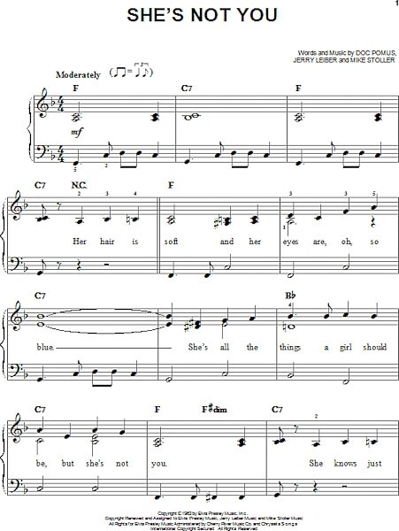 open zoom image for She's Not You - Easy Piano, New, Main