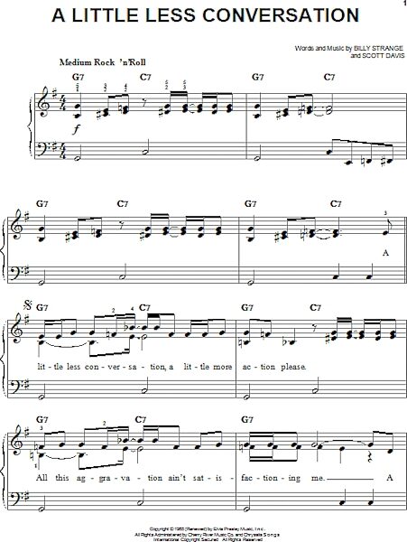 open zoom image for A Little Less Conversation - Easy Piano, New, Main