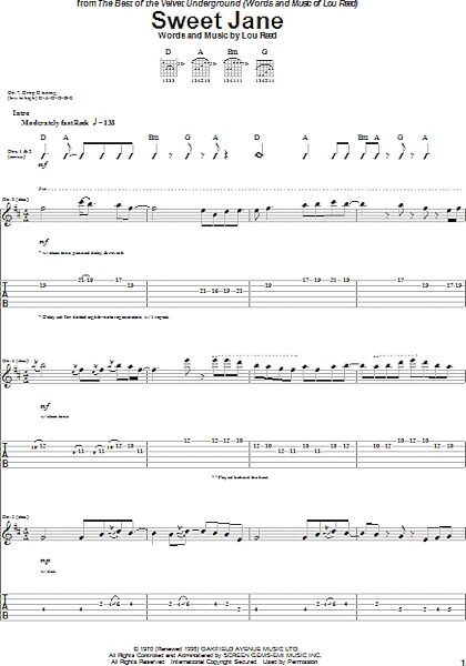 open zoom image for Sweet Jane - Guitar TAB, New, Main