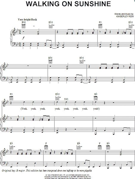 open zoom image for Walking On Sunshine - Piano/Vocal/Guitar, New, Main