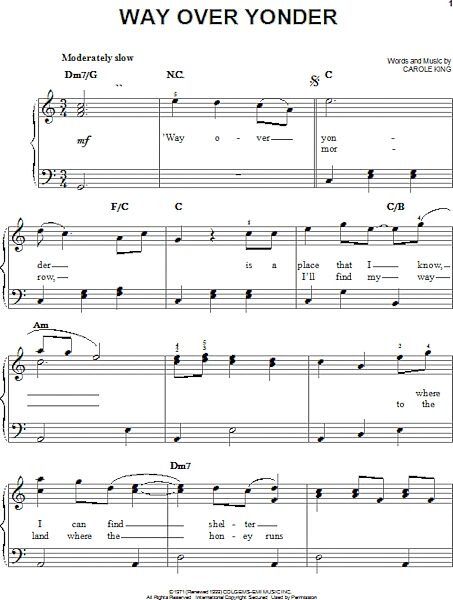 open zoom image for Way Over Yonder - Easy Piano, New, Main