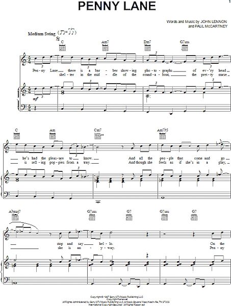 open zoom image for Penny Lane - Piano/Vocal/Guitar, New, Main