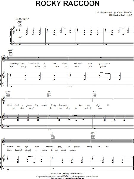 open zoom image for Rocky Raccoon - Piano/Vocal/Guitar, New, Main