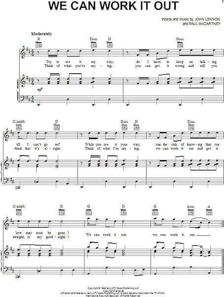 open zoom image for We Can Work It Out - Piano/Vocal/Guitar, New, Main