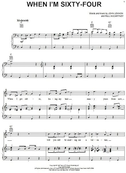 open zoom image for When I'm Sixty-Four - Piano/Vocal/Guitar, New, Main