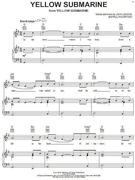 open zoom image for Yellow Submarine - Piano/Vocal/Guitar, New, Main