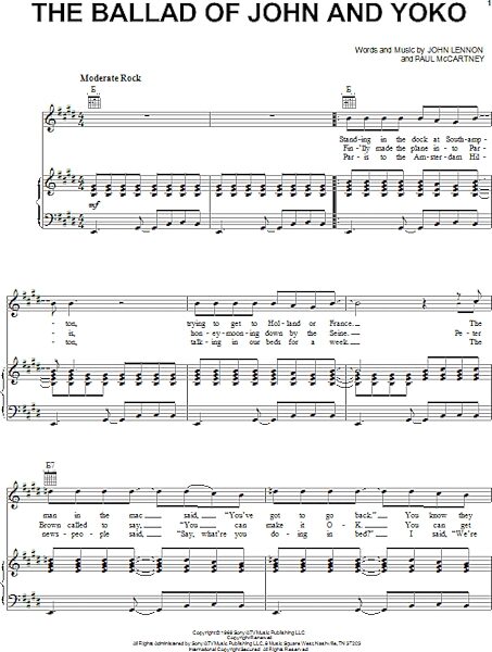 open zoom image for The Ballad Of John And Yoko - Piano/Vocal/Guitar, New, Main