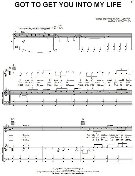 open zoom image for Got To Get You Into My Life - Piano/Vocal/Guitar, New, Main