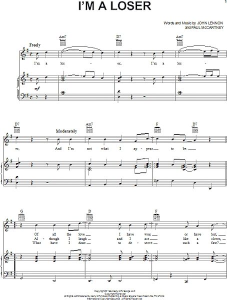 open zoom image for I'm A Loser - Piano/Vocal/Guitar, New, Main