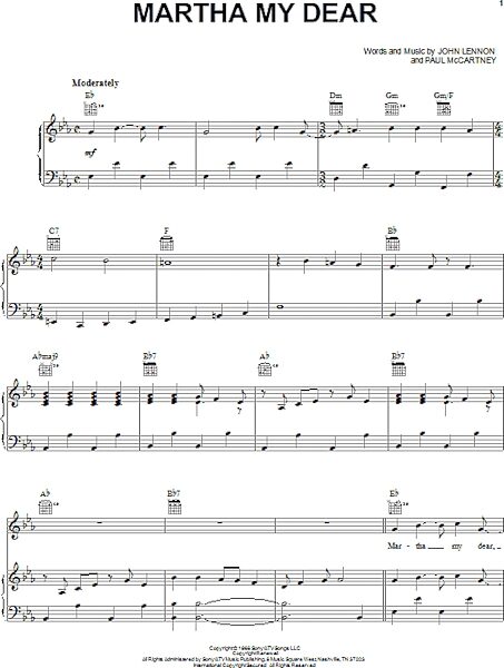open zoom image for Martha My Dear - Piano/Vocal/Guitar, New, Main