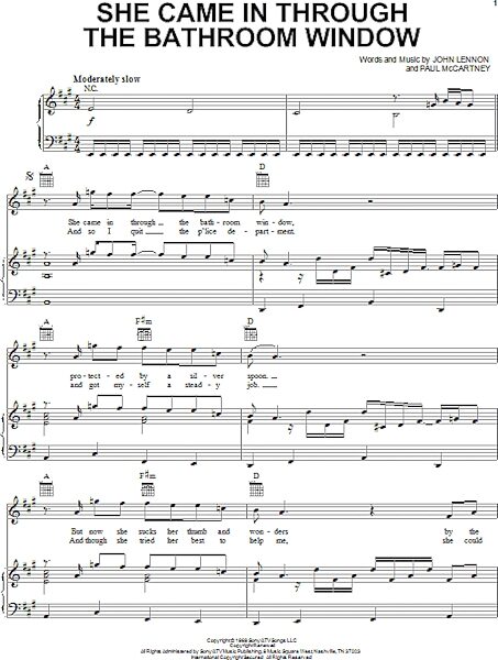 open zoom image for She Came In Through The Bathroom Window - Piano/Vocal/Guitar, New, Main