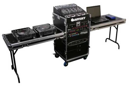 open zoom image for Odyssey FZ1116WDLXII Flight Zone Combo Rack Case with Casters and Dual Workstation Tables, New, Main