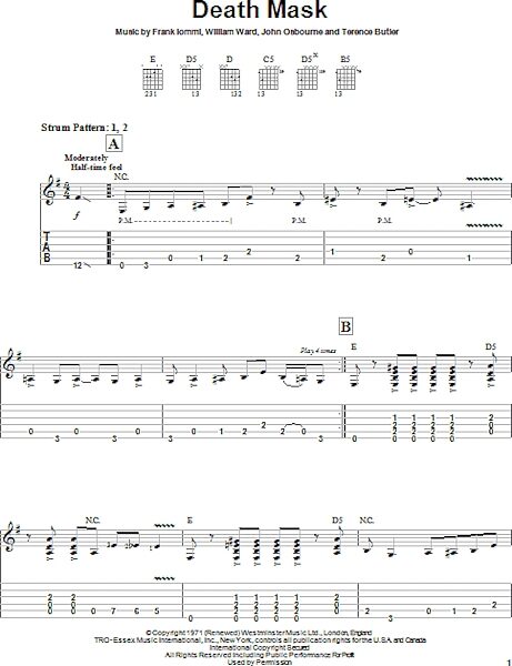 open zoom image for Death Mask - Easy Guitar with TAB, New, Main