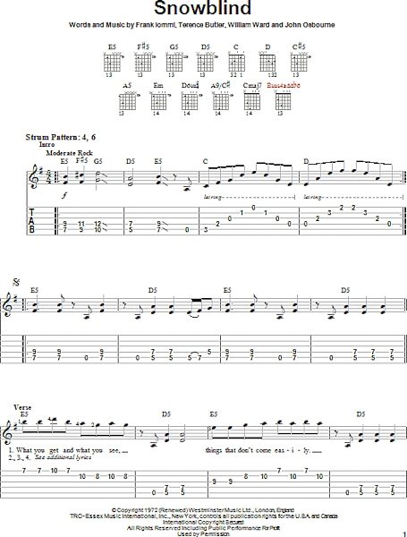 open zoom image for Snowblind - Easy Guitar with TAB, New, Main