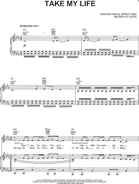 open zoom image for Take My Life - Piano/Vocal/Guitar, New, Main