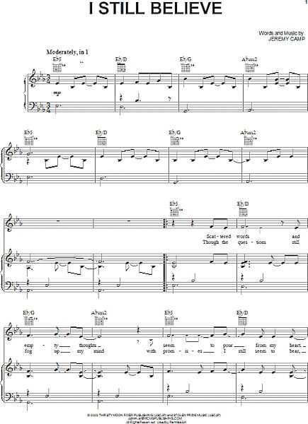 open zoom image for I Still Believe - Piano/Vocal/Guitar, New, Main