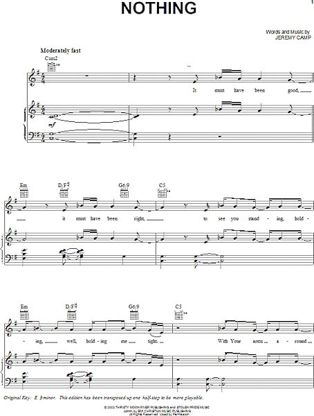 open zoom image for Nothing - Piano/Vocal/Guitar, New, Main