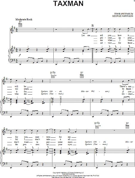 open zoom image for Taxman - Piano/Vocal/Guitar, New, Main