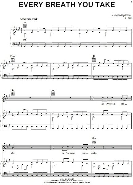 open zoom image for Every Breath You Take - Piano/Vocal/Guitar, New, Main