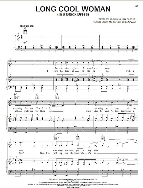 open zoom image for Long Cool Woman (In A Black Dress) - Piano/Vocal/Guitar, New, Main