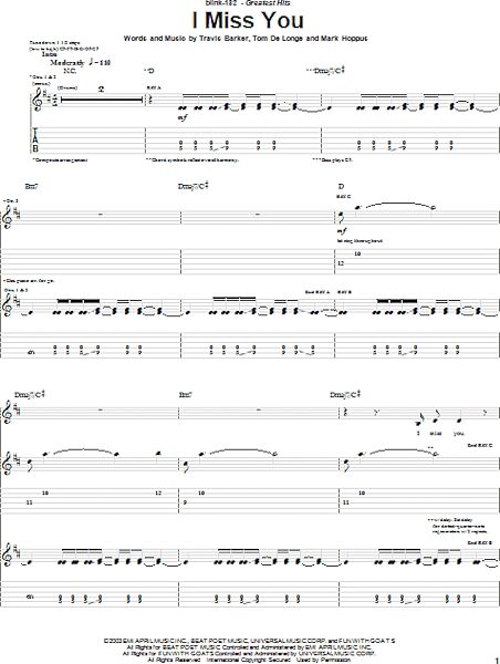 open zoom image for I Miss You - Guitar TAB, New, Main