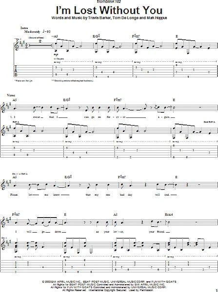 open zoom image for I'm Lost Without You - Guitar TAB, New, Main