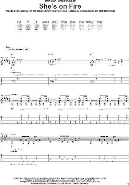 open zoom image for She's On Fire - Guitar TAB, New, Main