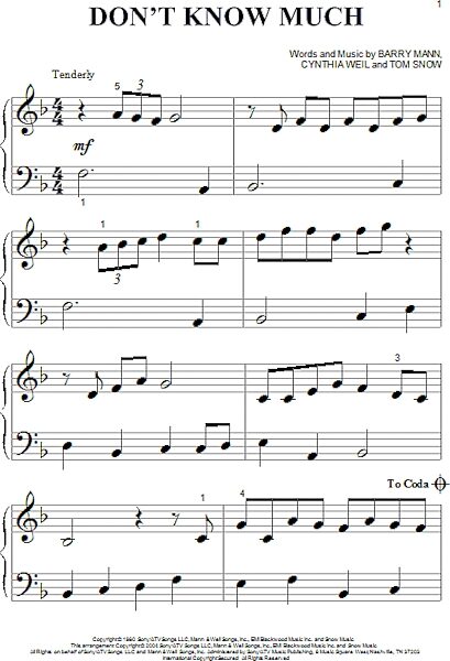 open zoom image for Don't Know Much - Big Note Piano, New, Main
