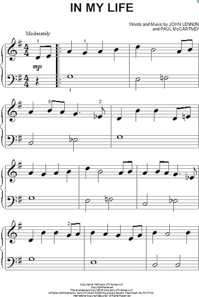 open zoom image for In My Life - Big Note Piano, New, Main