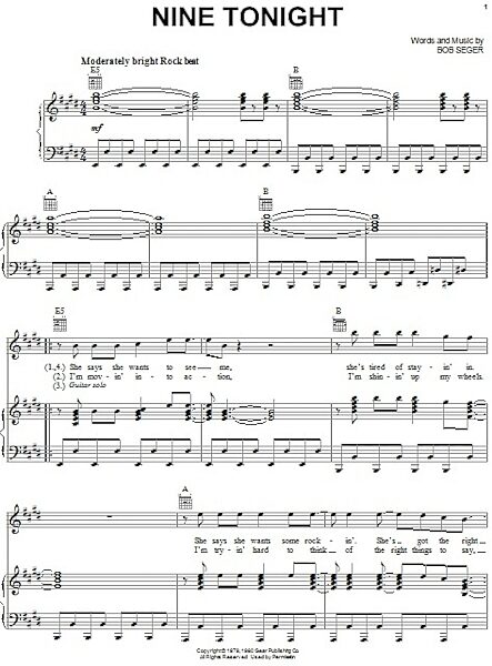 open zoom image for Nine Tonight - Piano/Vocal/Guitar, New, Main