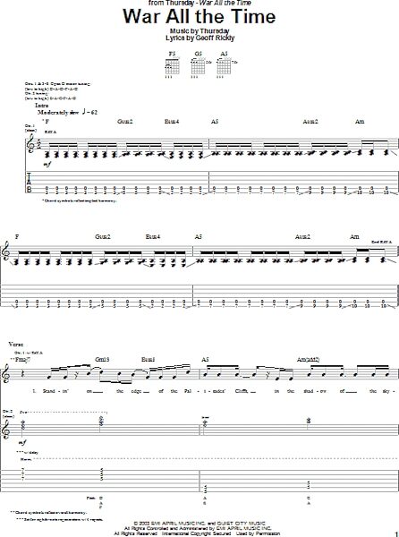 open zoom image for War All The Time - Guitar TAB, New, Main