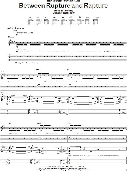 open zoom image for Between Rupture And Rapture - Guitar TAB, New, Main