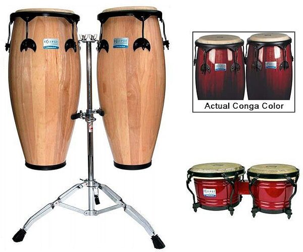 open zoom image for Rhythm Tech Eclipse Conga and Bongos Pack, Wine Red