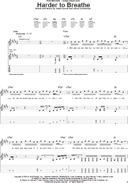 open zoom image for Harder To Breathe - Guitar TAB, New, Main