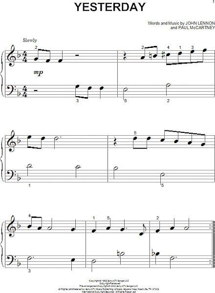 open zoom image for Yesterday - Big Note Piano, New, Main