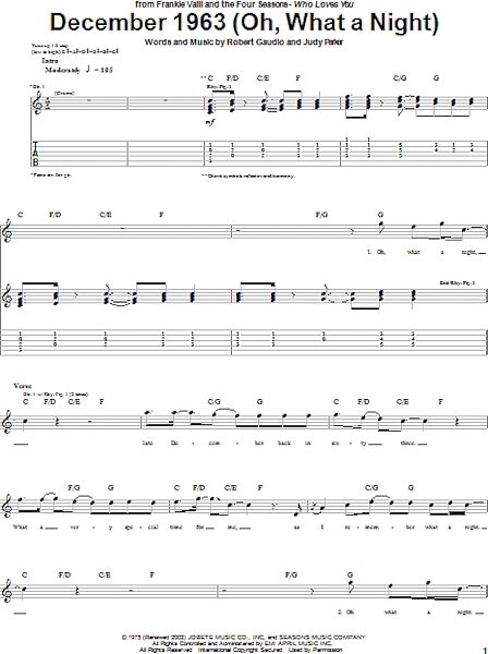 open zoom image for December 1963 (Oh, What A Night) - Guitar TAB, New, Main