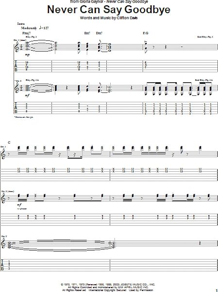 open zoom image for Never Can Say Goodbye - Guitar TAB, New, Main