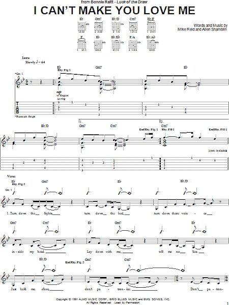 open zoom image for I Can't Make You Love Me - Guitar TAB, New, Main