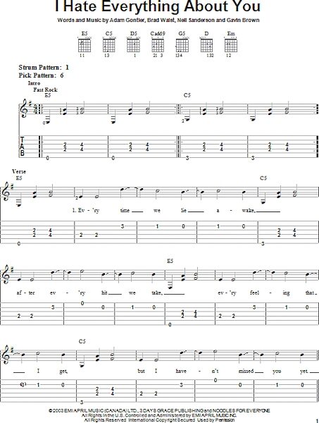 open zoom image for I Hate Everything About You - Easy Guitar with TAB, New, Main