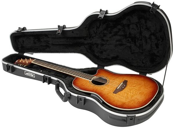 open zoom image for SKB 16 Shallow Roundback-Shaped Hardshell Guitar Case, Open
