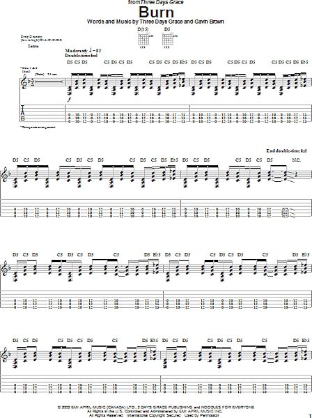 open zoom image for Burn - Guitar TAB, New, Main