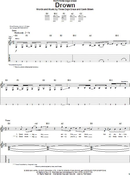 open zoom image for Drown - Guitar TAB, New, Main