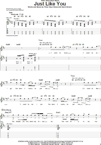 open zoom image for Just Like You - Guitar TAB, New, Main