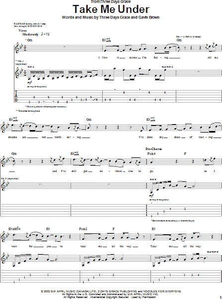open zoom image for Take Me Under - Guitar TAB, New, Main