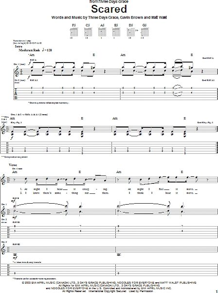 open zoom image for Scared - Guitar TAB, New, Main